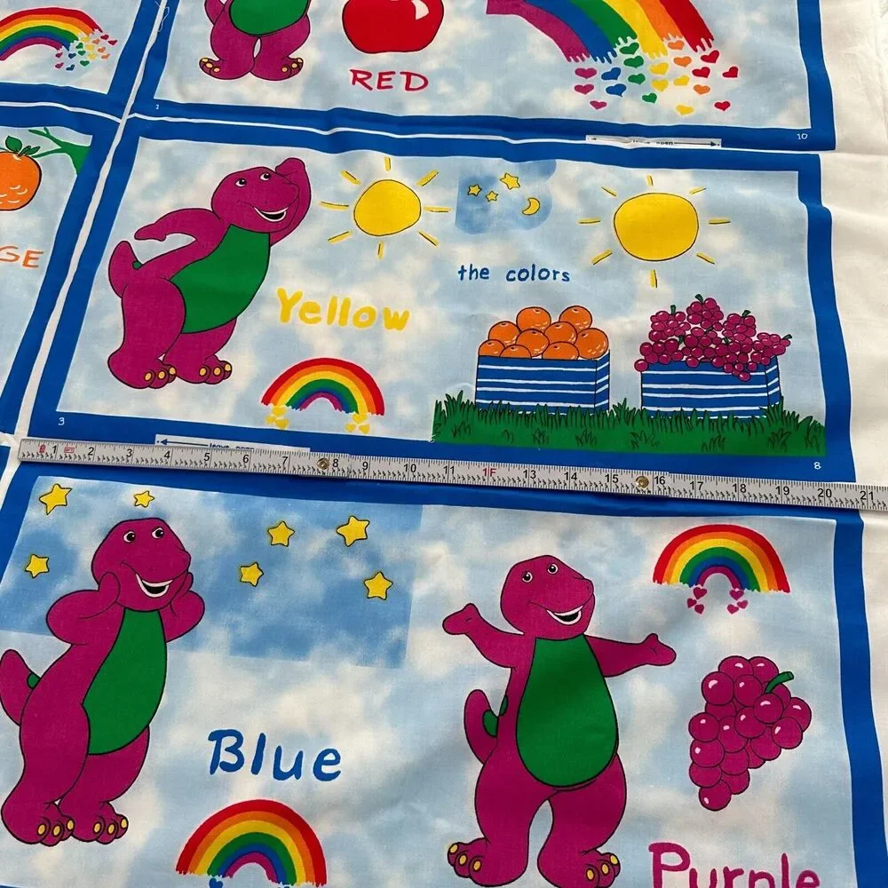 Barney Book of Colors Rainbow Fabric Book Cotton Craft‎ Panel Vintage Cut & Sew
